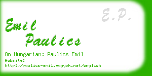 emil paulics business card